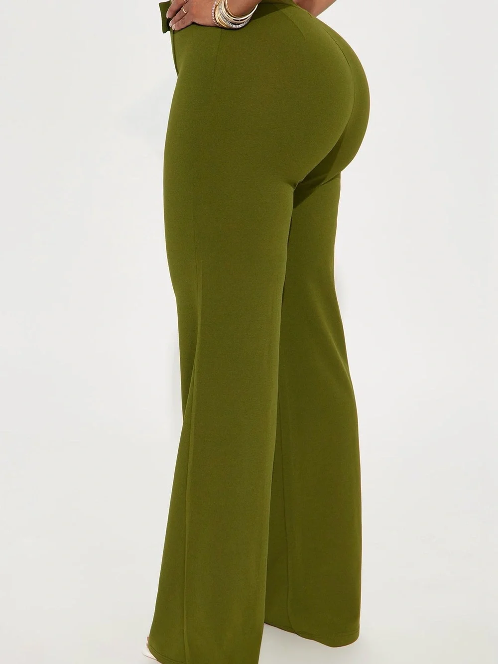 NWT Fashion Nova Olive Green High-Waist Wide-Leg Pants (Back in Stock)